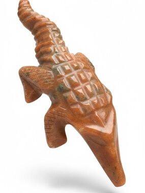 Vintage Orange Calcite Hand Carved Alligator Figurine